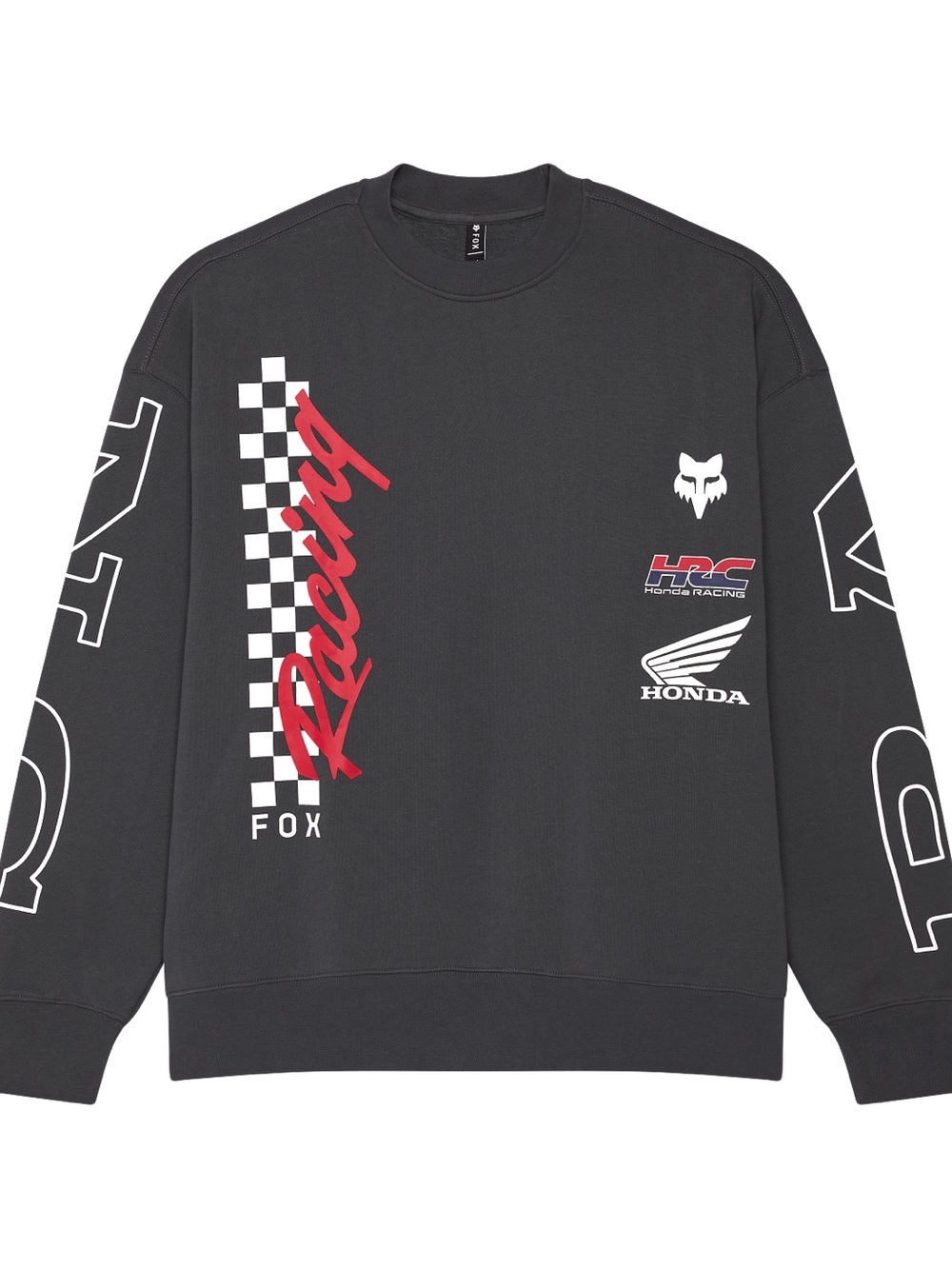 FOX RACING Honda Oversized Crew Sweatshirt MENS MEDIUM Dark Shadow Grey